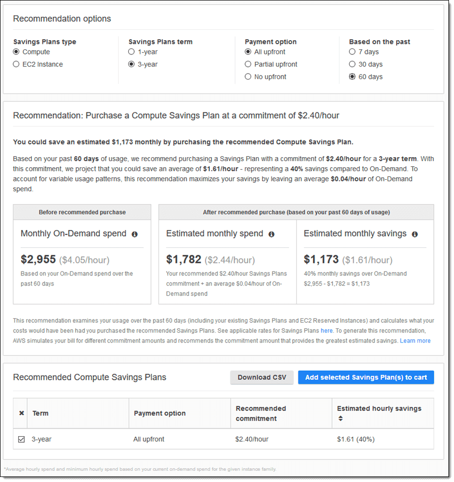 AWS Cost Explorer Saving Plans